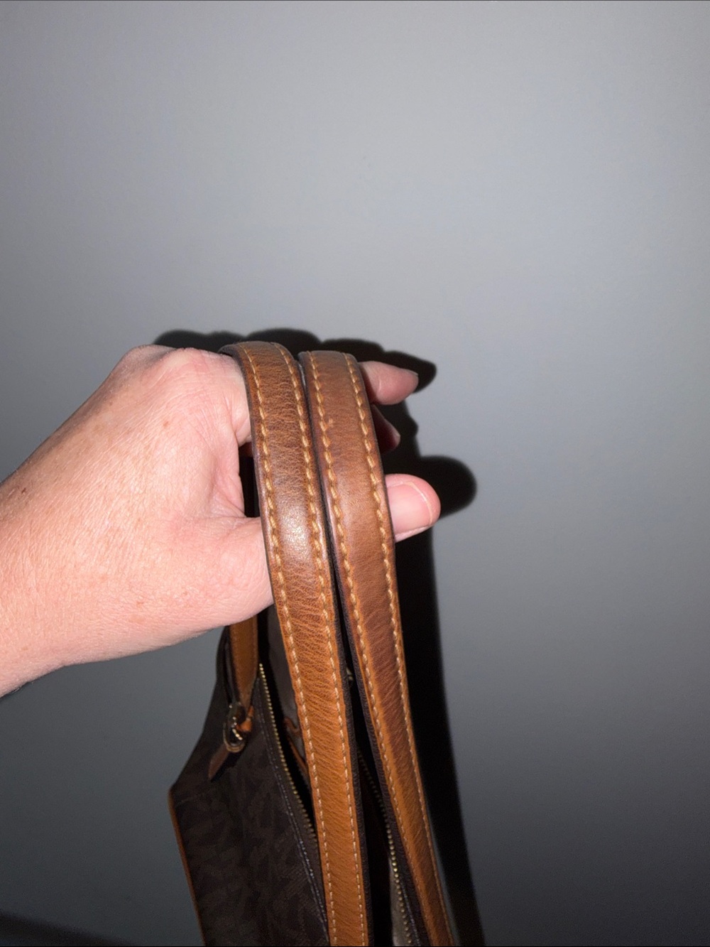Michael Kors Brown Logo Tote with Tan Leather Trim - Picture 5 of 10